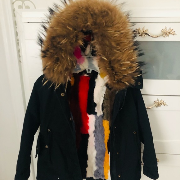 Girls parka with real fur collar and lining - Picture 2 of 8